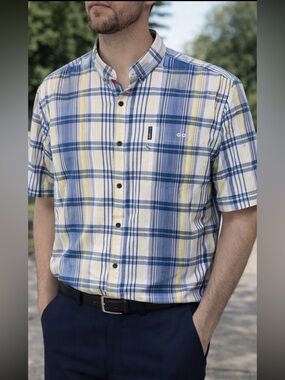 Columbia PFG Fishing Shirt Plaid Vented Short Sleeve XL